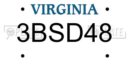 3BSD48 Virginia License Plate