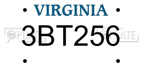 3BT256 Virginia License Plate