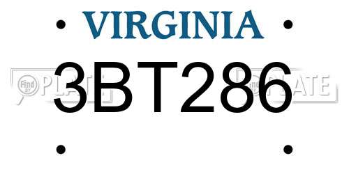3BT286 Virginia License Plate