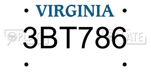 3BT786 Virginia License Plate