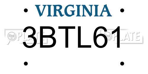 3BTL61 Virginia License Plate