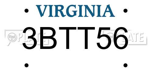3BTT56 Virginia License Plate