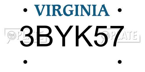 3BYK57 Virginia License Plate