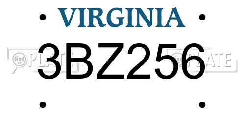3BZ256 Virginia License Plate