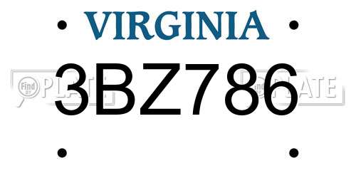 3BZ786 Virginia License Plate