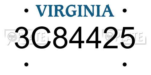 3C84425 Virginia License Plate
