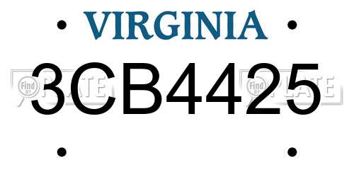 3CB4425 Virginia License Plate