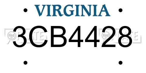 3CB4428 Virginia License Plate