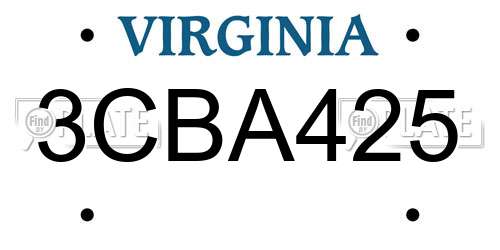 3CBA425 Virginia License Plate