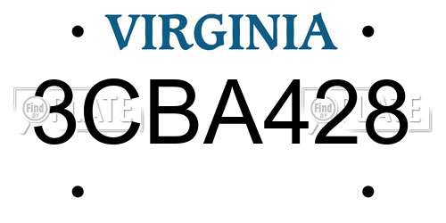 3CBA428 Virginia License Plate