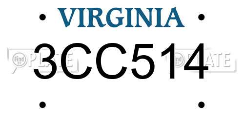 3CC514 Virginia License Plate
