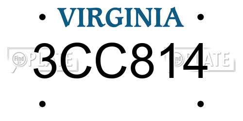 3CC814 Virginia License Plate