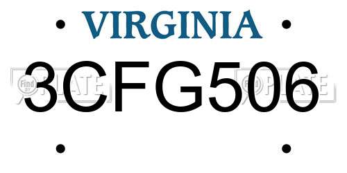 3CFG506 Virginia License Plate