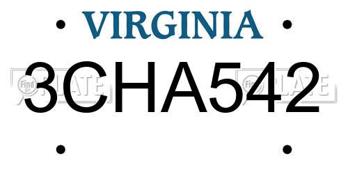 3CHA542 Virginia License Plate