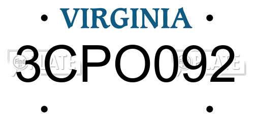 3CPO092 Virginia License Plate