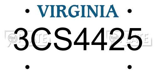 3CS4425 Virginia License Plate