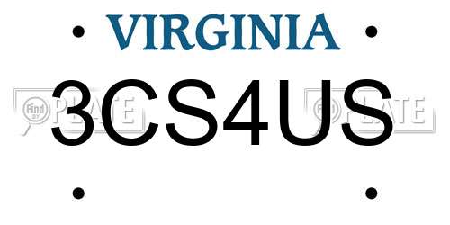 3CS4US Virginia License Plate