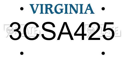 3CSA425 Virginia License Plate
