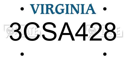 3CSA428 Virginia License Plate