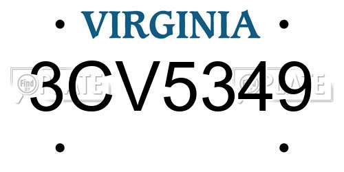 3CV5349 Virginia License Plate