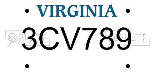 3CV789 Virginia License Plate