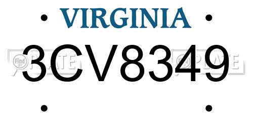 3CV8349 Virginia License Plate