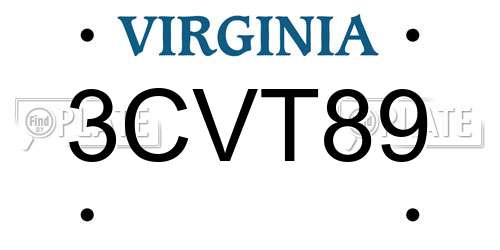 3CVT89 Virginia License Plate