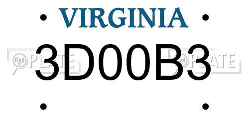3D00B3 Virginia License Plate