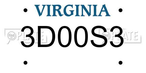 3D00S3 Virginia License Plate