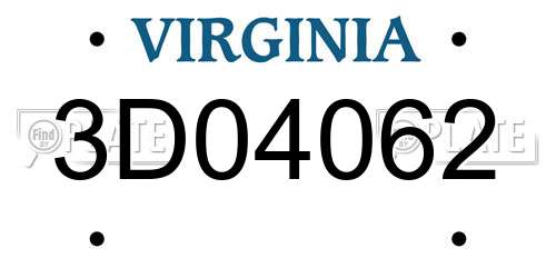 3D04062 Virginia License Plate