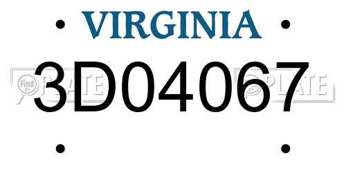 3D04067 Virginia License Plate
