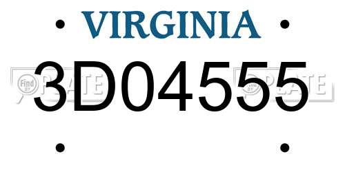 3D04555 Virginia License Plate