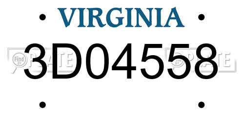 3D04558 Virginia License Plate