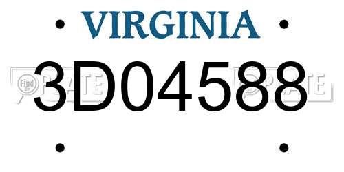 3D04588 Virginia License Plate