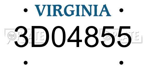 3D04855 Virginia License Plate