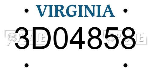3D04858 Virginia License Plate