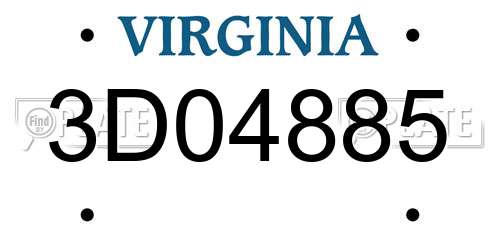 3D04885 Virginia License Plate