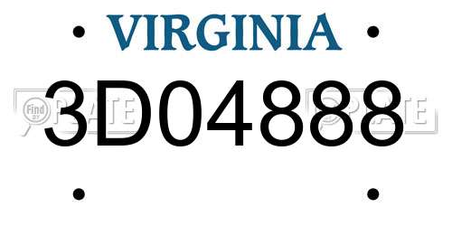 3D04888 Virginia License Plate