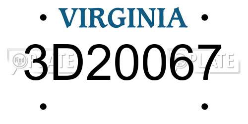 3D20067 Virginia License Plate