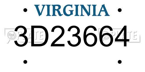 3D23664 Virginia License Plate