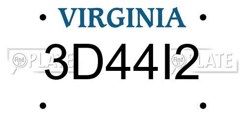 3D44I2 Virginia License Plate