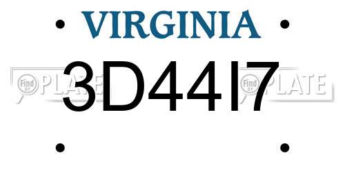3D44I7 Virginia License Plate