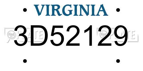3D52129 Virginia License Plate