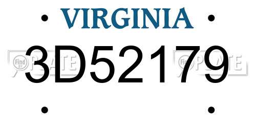 3D52179 Virginia License Plate