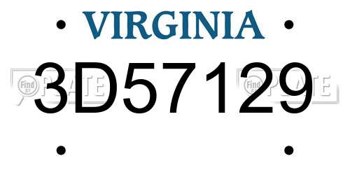 3D57129 Virginia License Plate