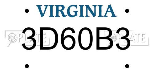 3D60B3 Virginia License Plate