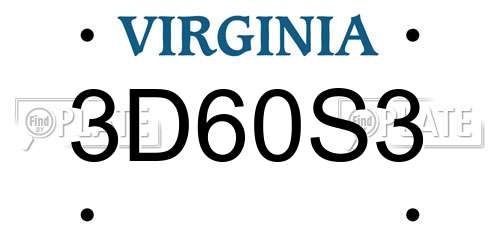 3D60S3 Virginia License Plate