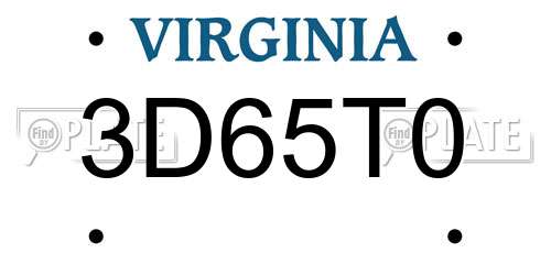 3D65T0 Virginia License Plate