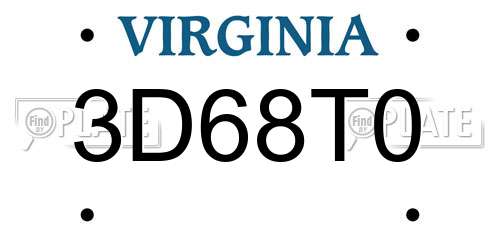 3D68T0 Virginia License Plate