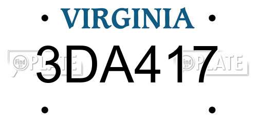 3DA417 Virginia License Plate